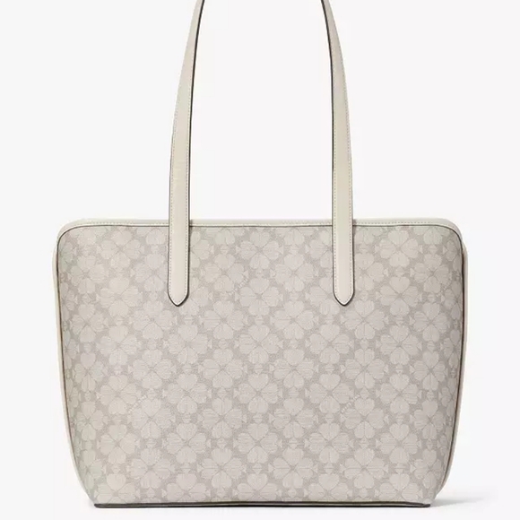 NWT Kate Spade NY Cream Signature Spade Floral Pattern Large Tote - Picture 4 of 5
